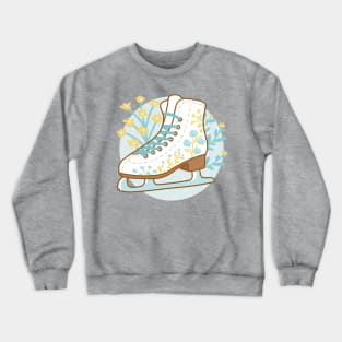 Ice Skate and Flowers Crewneck Sweatshirt